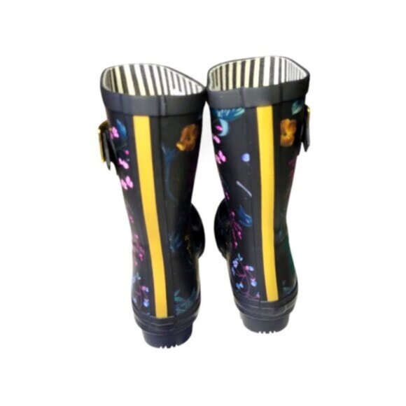 Mid Rain Boot-Black Botanical Joules-Molly Welly Sz 6 - Picture 5 of 10